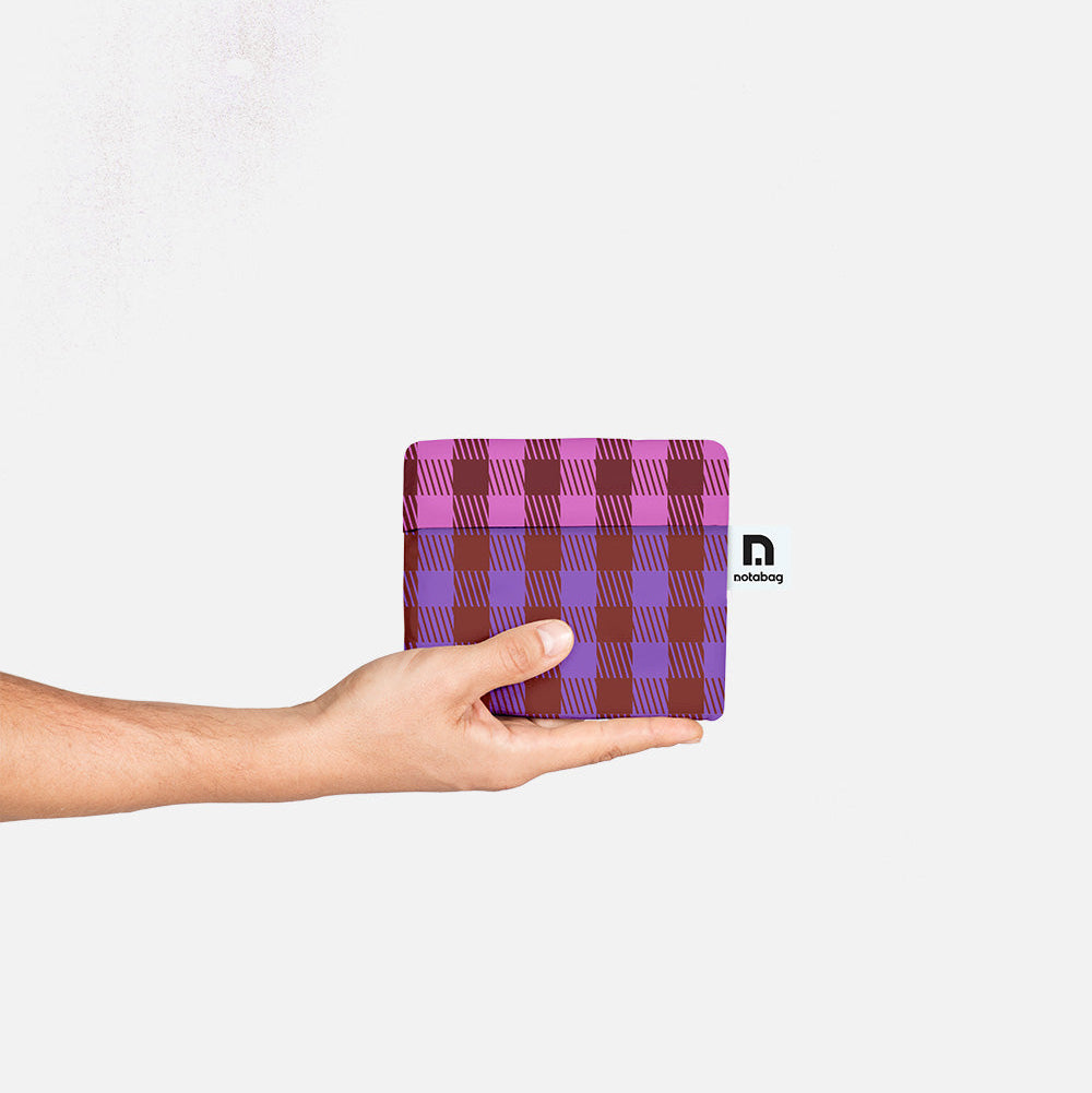 Foldable new shopping tote from notabag's JAM collection- in trendy and stylish plaid pattern