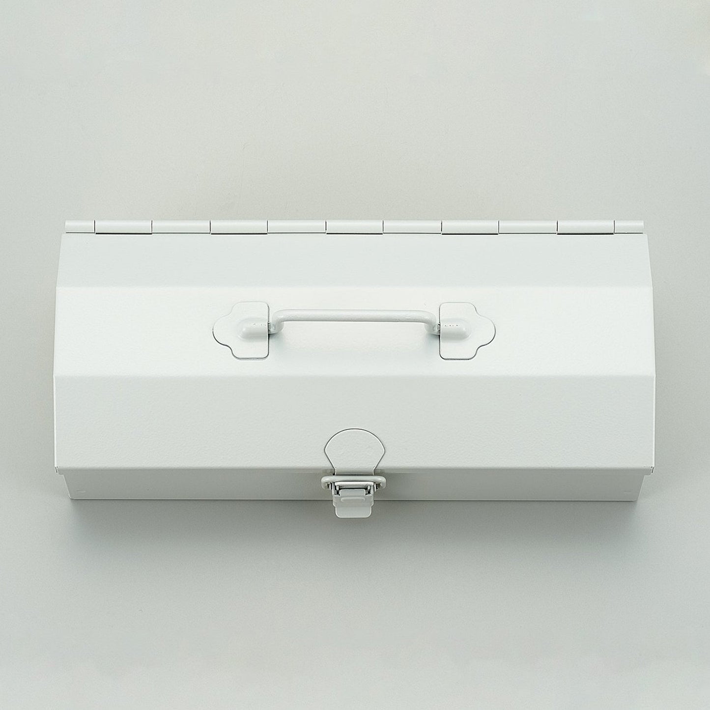 Compact, powder-coated storage box with retractable handle—perfect for organizing small items.
