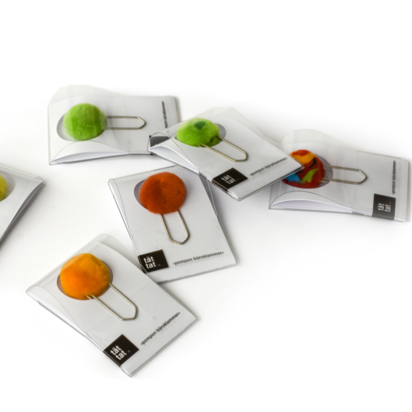 paperclips with colourful felt pompons