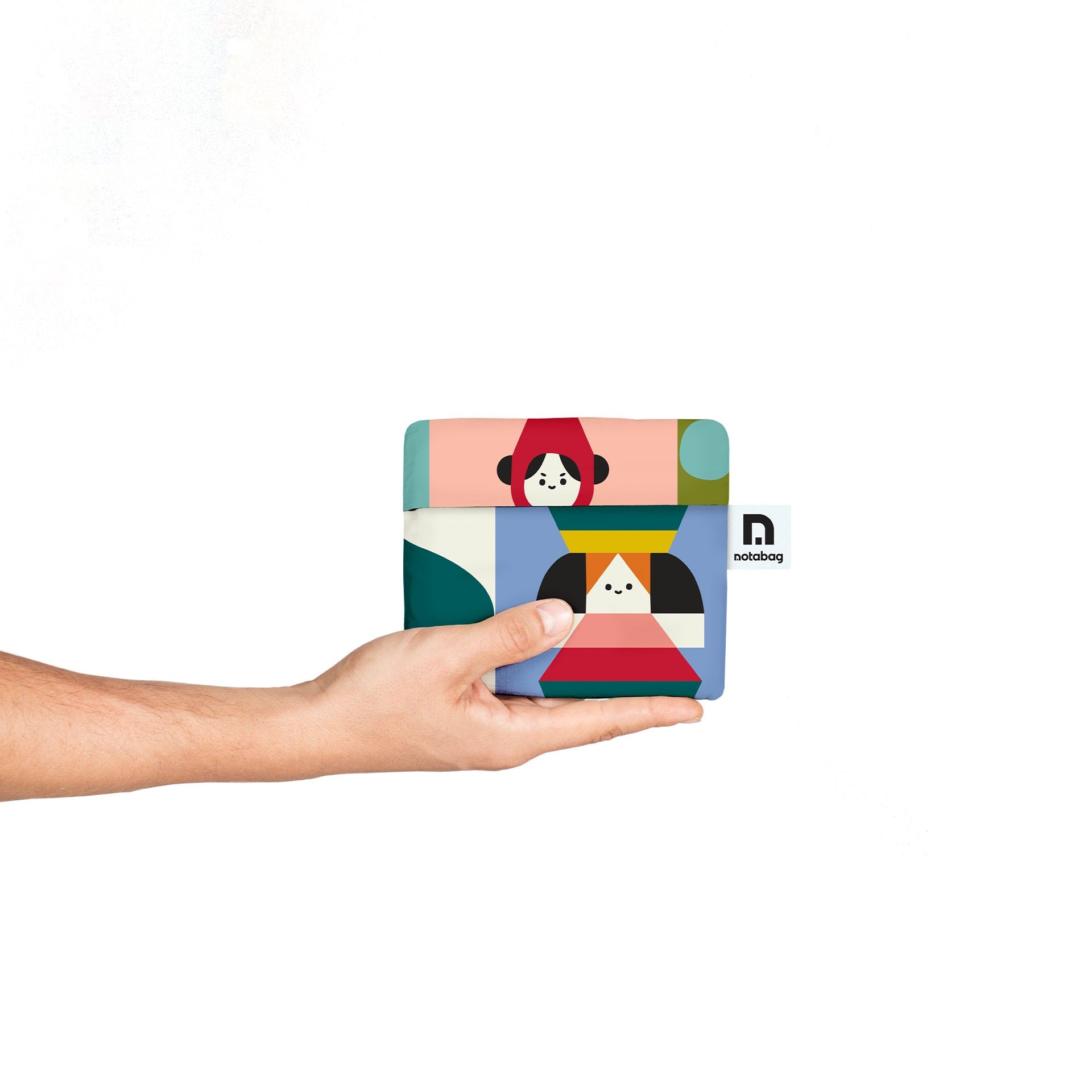 Foldable shopping tote with design by Judit Canel for notabag.