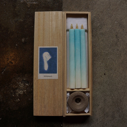 Haze – 3er-Set langer „World Religion“-Kerzen in einer Geschenkbox aus Holz – Hommage an den italienischen Bildhauer Michelangelo