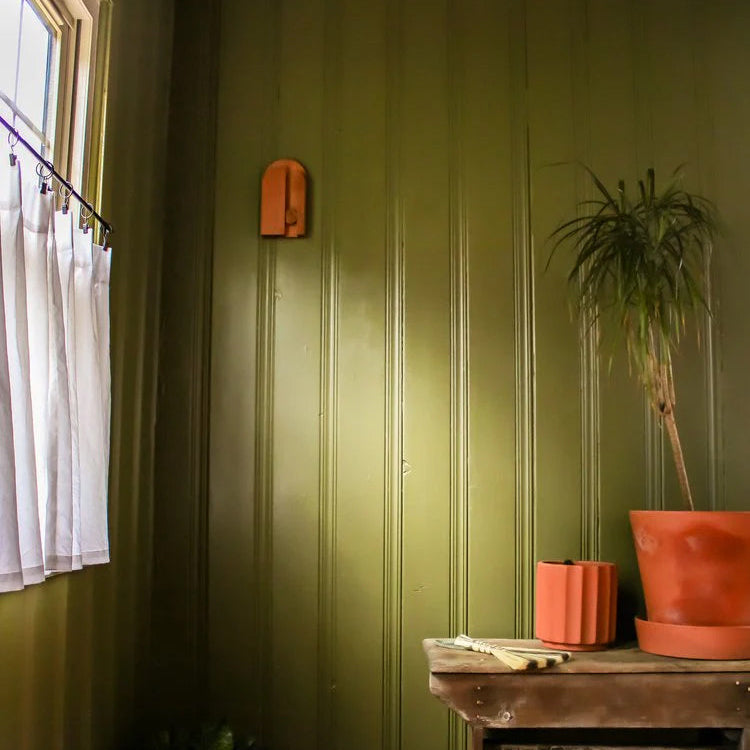 Dutch broom hanger, handcrafted of cherry wood by Sunhouse Craft. Shaker inspired, minimalist design, functionality