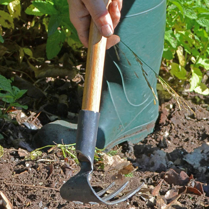 Master Shin handforged gardening tool - hand cultivator with 3 tines