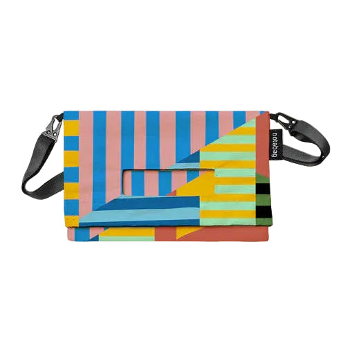 Lightweight crossbody bag designed by Mireia Ruiz for Notabag - geometric pattern in soft pastel colors