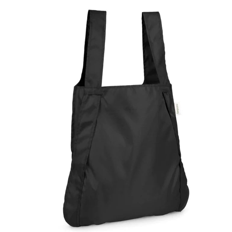 Foldable handbag/backpack made of recycled material, Notabag recycled black