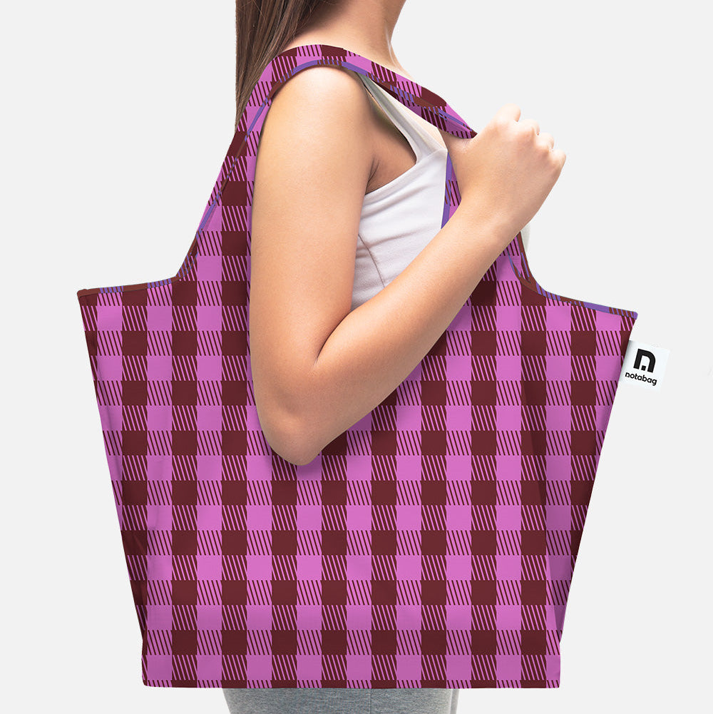 Trendy & stylish shopping tote from the JAM collection of notabag from Germany - in beautiful plaid pattern and of course foldable too - don't leave home without your foldable notabag