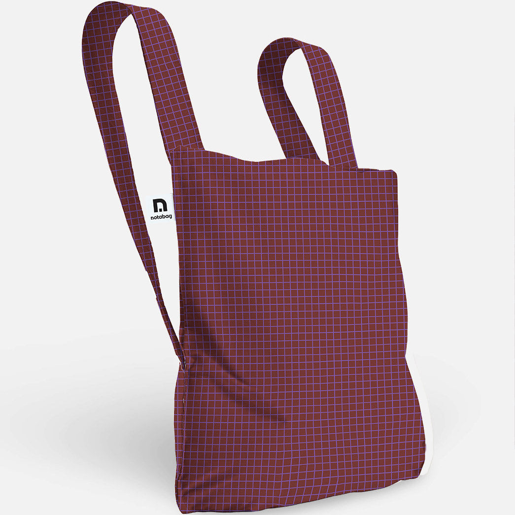 Foldable bag & backpack - in color plum - stylish and functional - don't leave home with it
