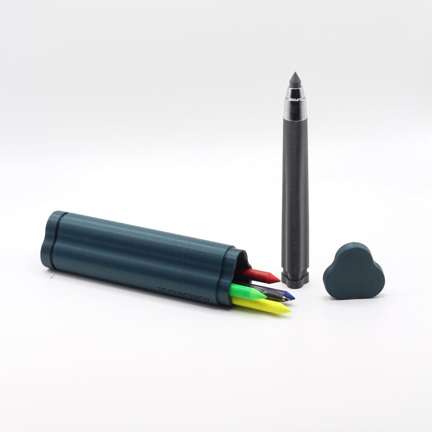 Trilobyme - green - multifunctional artist pencil with color markers & ball point pen function - designed by Achille Castiglioni and 3D printed in Italy