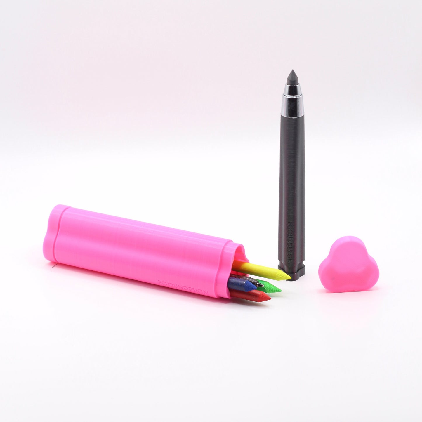 Trilobyme - pink - multifunctional artist pencil with color markers & ball point pen function - designed by Achille Castiglioni and 3D printed in Italy