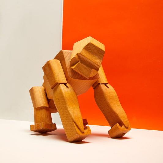 David Weeks Hanno the wooden gorilla, made of sustainably grown beech-wood