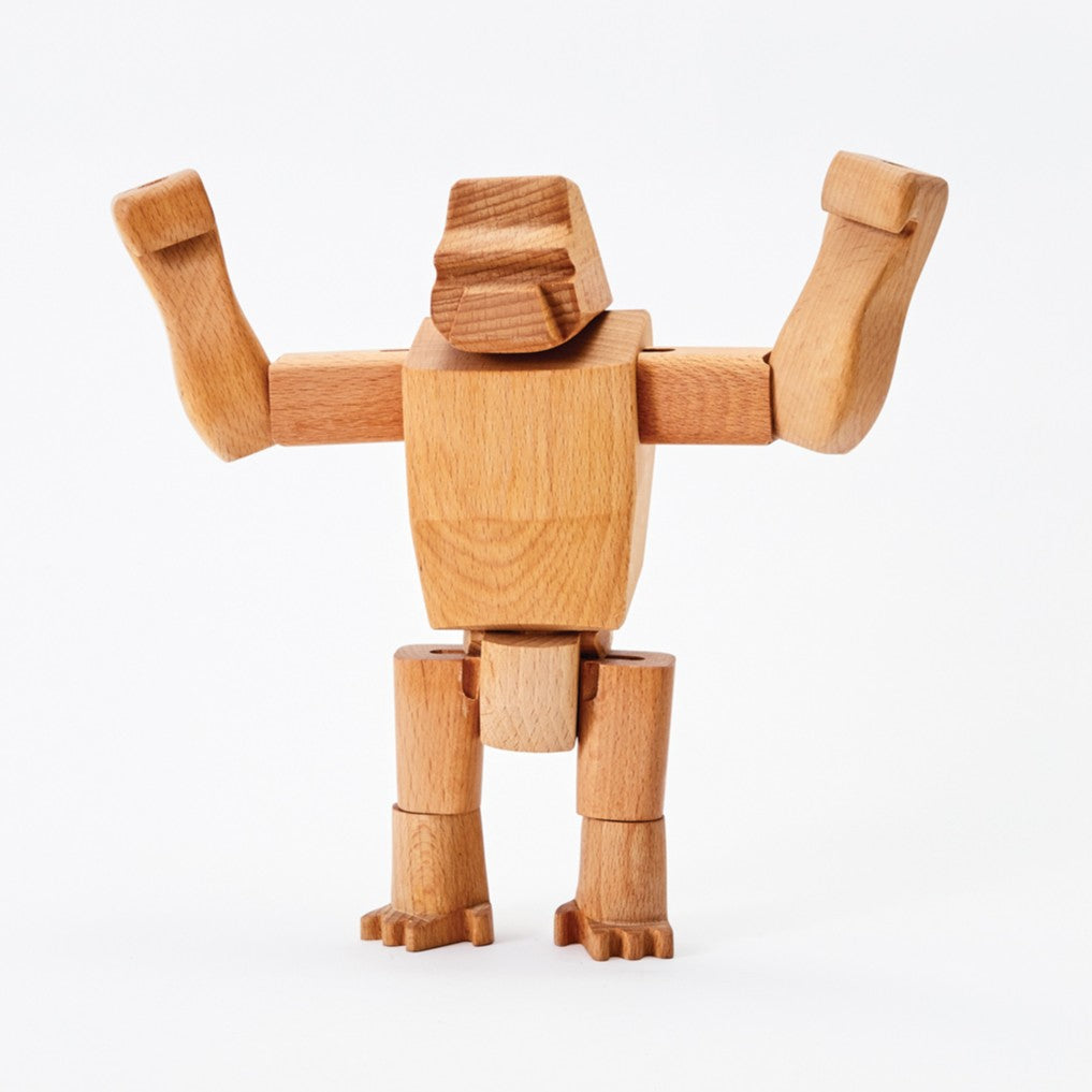 Here I come, shouts Hanno the wooden gorilla, designed by David Weeks