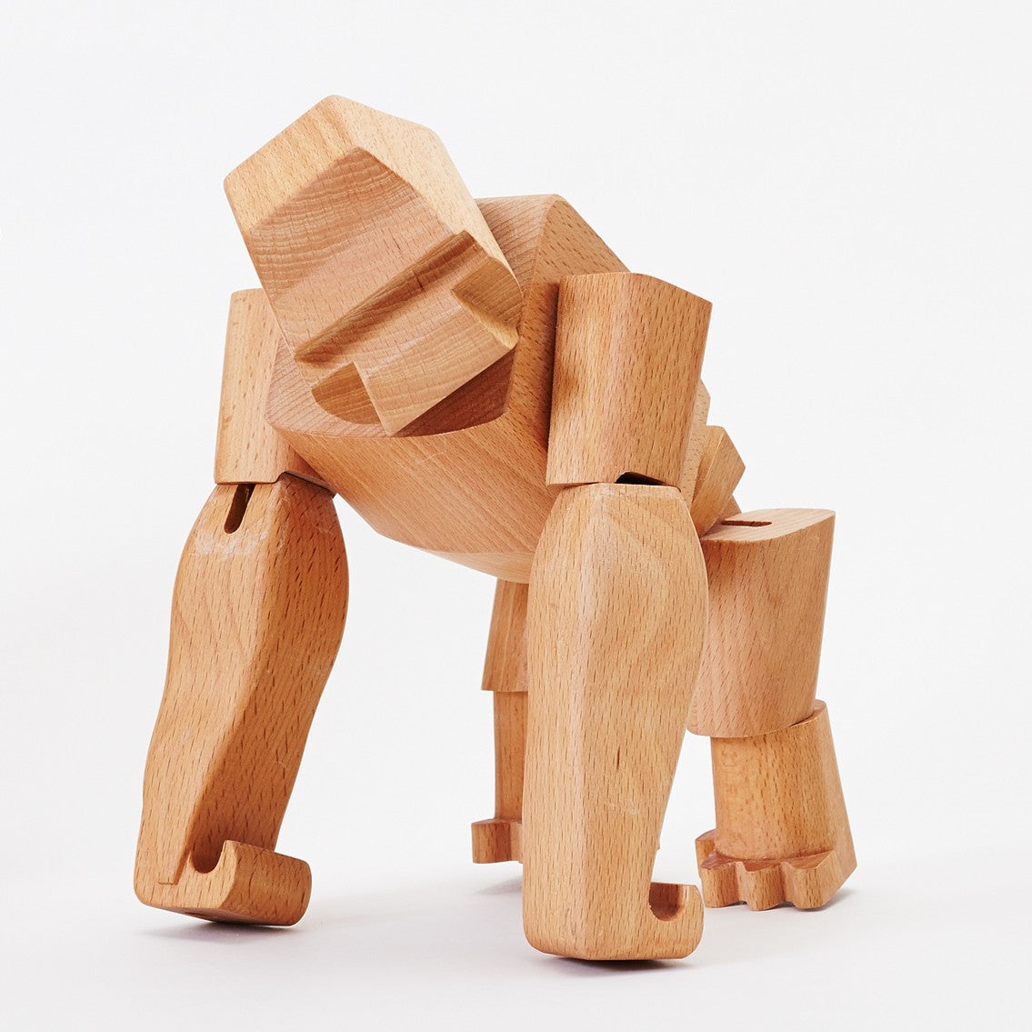 The wooden gorilla Hanno, designed by David Weeks, is waiting to play with you