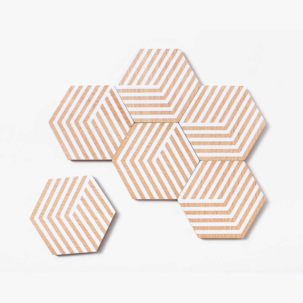 areaware table tiles - optical illusion white