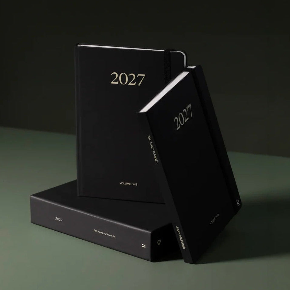 2027 daily planner made of infinitely smooth stone paper - two volume set - from karstgoods