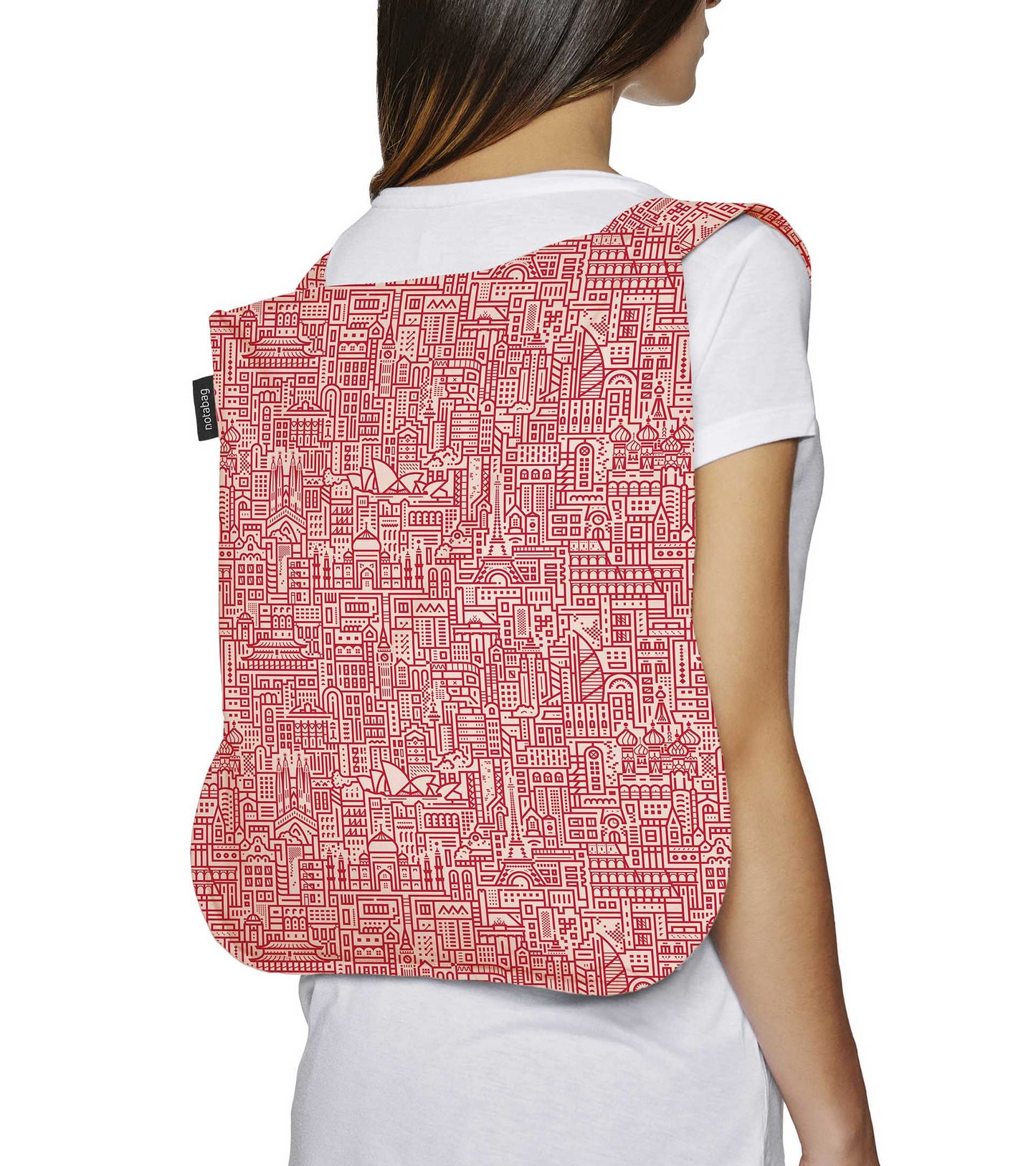 Notabag - Sac à dos et sac à main - Édition spéciale - Hello World - rose rouge