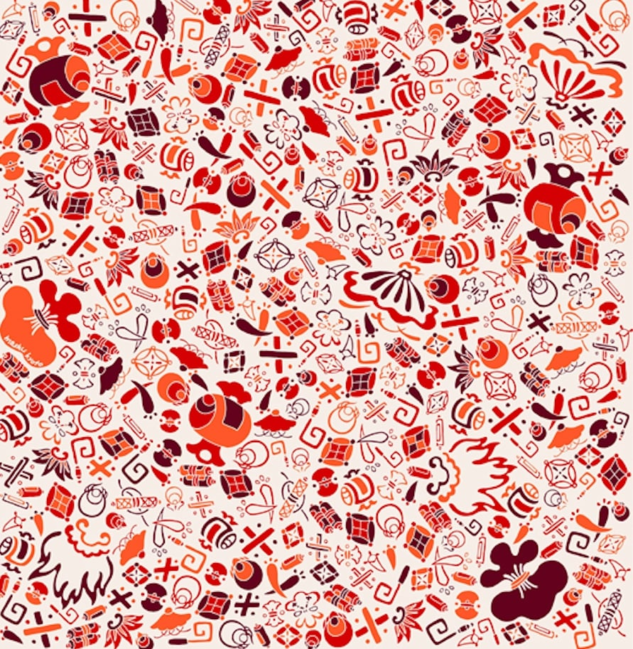 Furoshiki Textiles - Omen red