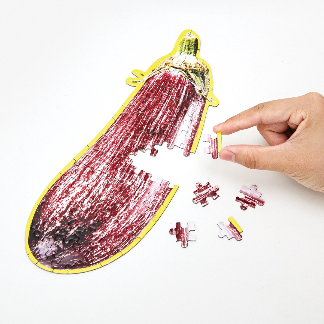 food-shaped jigsaw puzzle from areaware - little puzzle thing - aubergine