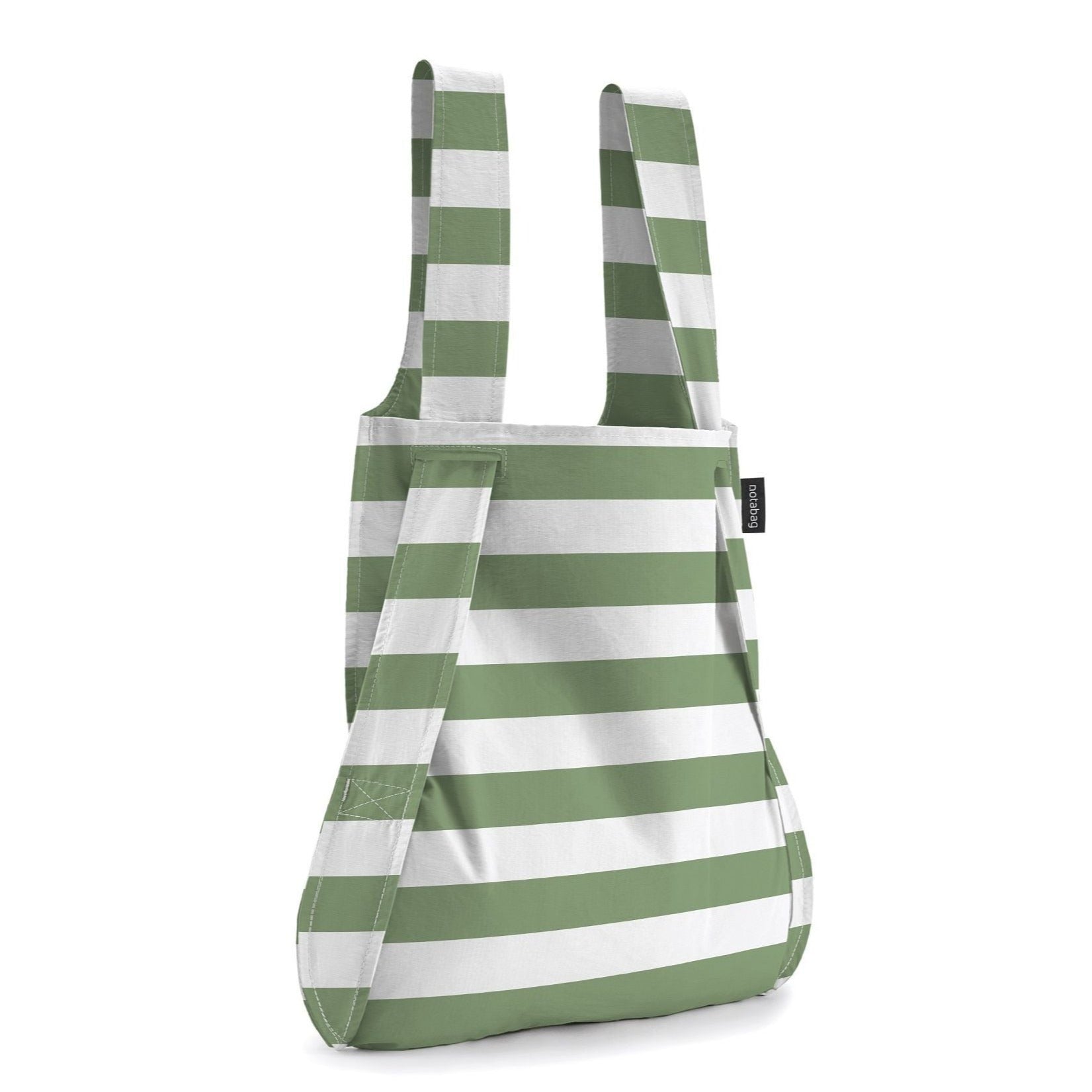 Foldable handbag / backpack Notabag olive stripes